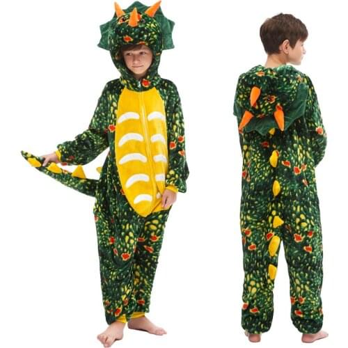 Flannel Animal Children Pajamas Set Winter Hooded Anime Unicorn Dinosaur Cartoon Kids Pyjamas for Boys Girls Sleepwear Onesies