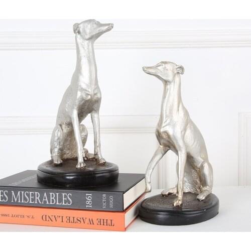 WU CHEN LONG American Creative Greyhound Dog Art Sculpture Simulation Greadog Animal Statue Resin Craft Home Decorations R3827