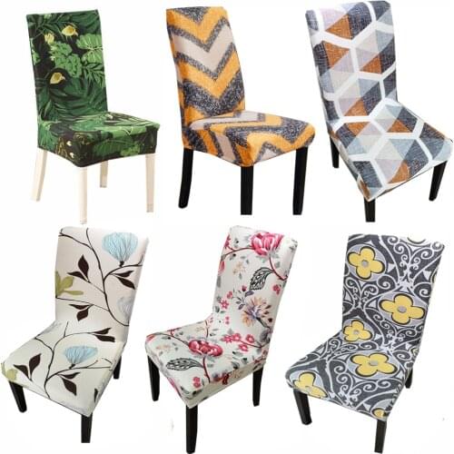Floral Print Spandex Elastic Stretch Slipcovers Chair Cover Kitchen Dining Room Slipcover Seat Cover for Wedding Hotel Banquet