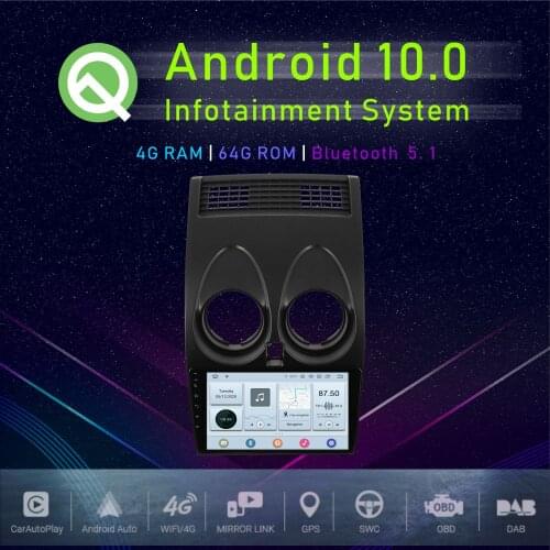 JSTMAX 10.2" Android 10.0 Car GPS Player For Nissan Qashqai 2008 2009 2010 2011 2012 2013 2014 Multimedia Radio Player