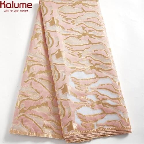 Kalume African Lace Fabric 2021 Tissue Lace Fabric Sew Dress Design African Gilding Lace Fabric For Wedding Party Dress F2475