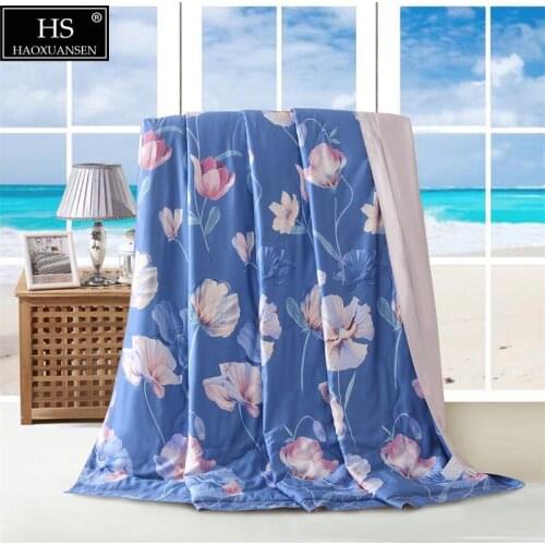Oil Painting Floral Tencel 500 Thread Count Fabric Thin Quilt Summer Comforter Adult Double Bed Cover Queen King Size soft Blank