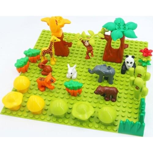 Building Blocks Large DIY Bricks Building Blocks Sets Animals Farm with Forest Kids Children Toys Compatible with Duploe