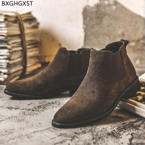Brown Chelsea Boots Men Suede Shoes Men Black Ankle Boots for Man 2021 Winter Boots for Men Male Designer Men Casual Shoes