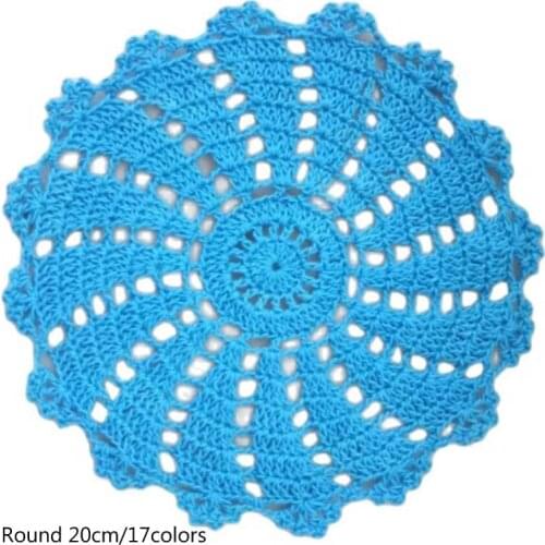 HOT Round cotton placemat cup coaster mug kitchen wedding table place mat cloth lace Crochet tea coffee doily plate dining pad