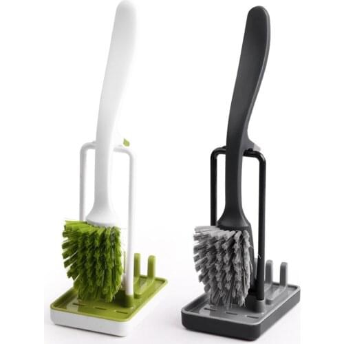 Multifunctional Long-handled Tableware Washing Brush Dishwashing Skillet Brush With Integrated Sink Stand