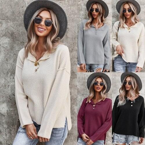 Fashionable womens temperament commuter sweater 2021 fall/winter pullover top