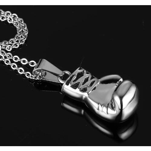 Men Hip Hop Stainless Steel Men Pendant Necklace Mini Boxing Glove Charm Fitness Gym Necklace Vintage Jewelry Boyfriend Gifts