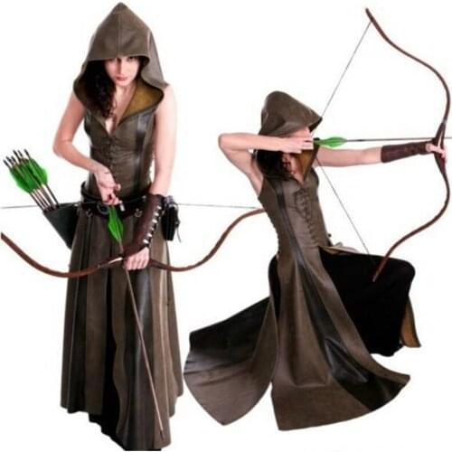 New Product Medieval Female Leather Clothing Samurai Costume Robin Hood Style Hooded Novelty Wearing A Full Set of Costumes