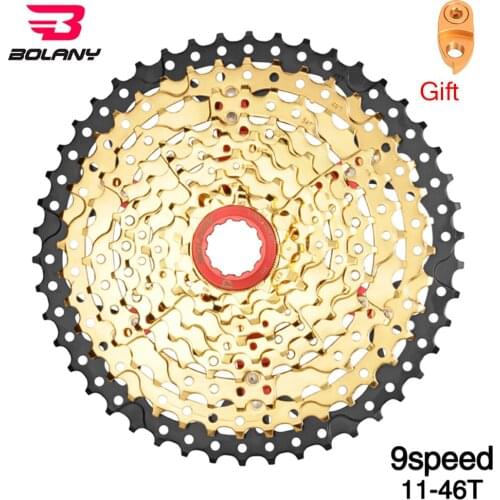 Full Gold cassette 9 speed 27S 11-46T Single Speed Mountain Bike Mtb Wide Ratio Bicycle K7 Freewheel Cdg Parts Sprockets BOLANY