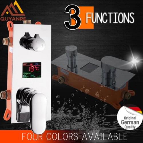 Quyanre LED Digital Display Shower Panel Mixer Valve Concealed Shower 2 3 Way Mixer Tap Digital Display Shower Faucet Accessory