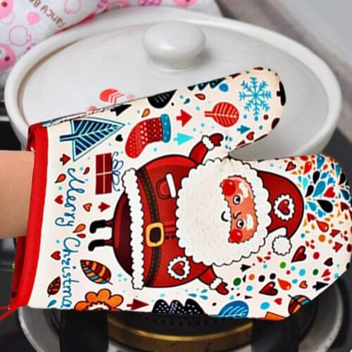 2 Pcs/set Christmas Oven Mitt With Coasters Heat Resistant Flexible Oven Gloves Reusable Heat Resistant Kitchen Gloves Dropshipp