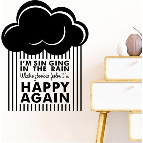 Happy again cloud rain Wall Stickers living room girl bedroom Wall Decals family Decoration