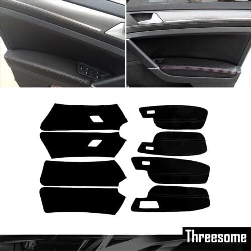 SRXTZM 8PCS Microfiber Front / Rear Door Panel + Armrest Leather Cover Protective Trim For Golf 7 2014 - 2018 with Mount Fitting