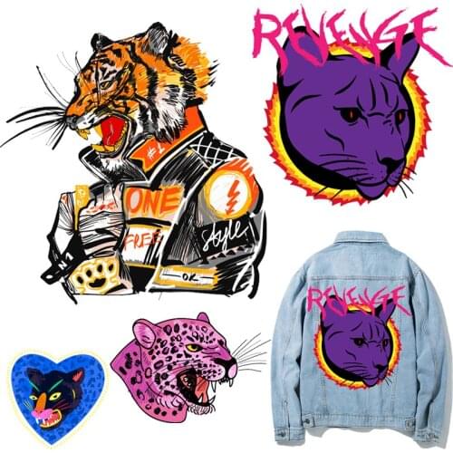 Cool Tiger Patches Thermal Stickers on Clothes Iron-on Transfers for Clothing Thermoadhesive Patch Vinyl Diy Applique for Jacket