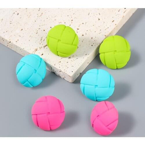 New Korea Resin Earrings Concave And Convex Texture Round Acrylic Earring For Women Gift New Design Color Jewelry Wholesale