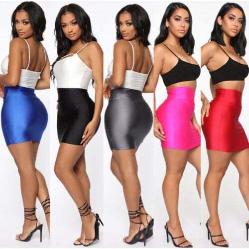 Women Sexy Pencil Mini Skirts 2020 Summer Ladies High Waist Stretchy Slim Bodycon Skirts Club Wear Casual Short Skirts