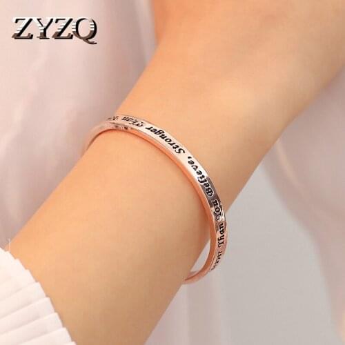 ZYZQ New Arrival Open Bnagle With Fashion Letter Engraved Two Color Available Letter C Shaped Women Accessories Jewelry Bangle