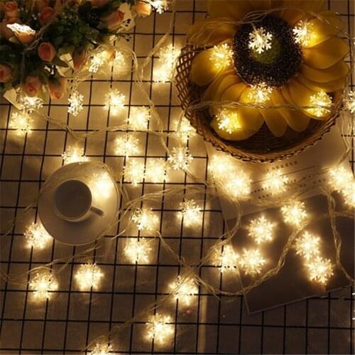 10/20 LED Snowflake String Fairy Lights String Garland Christmas Tree Ornaments 2022 New Year Christmas Decoration for Home