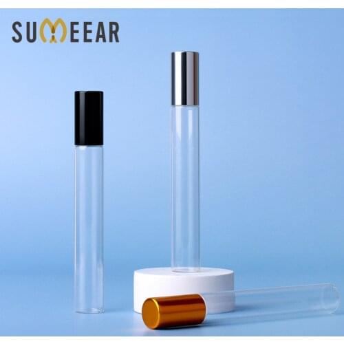 100 Pcs/lot 10ml Glass Perfume Roll on Bottle with Stainless Steel Ball Essential Oil Bottle