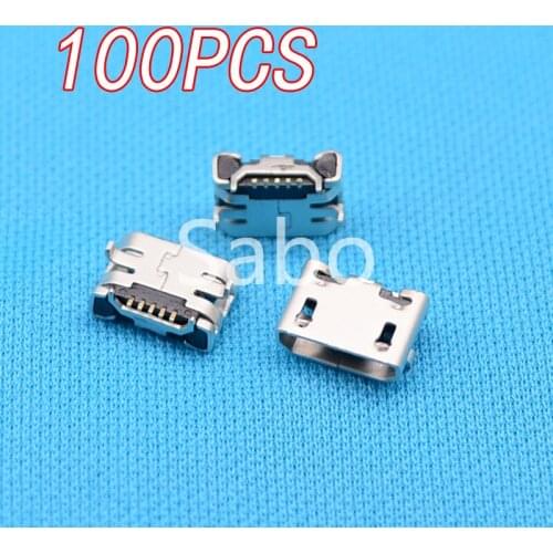 100pcs Micro USB Connector Jack Female Type 5Pin SMT for phones Tail Charging socket PCB Board (Flat interface)
