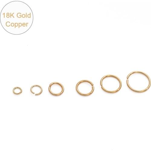 18K Gold 10Pcs 3 4 5 6 7 8mm Jump Rings Split Rings Connectors For Diy Jewelry Finding Making Accessories Wholesale Supplies