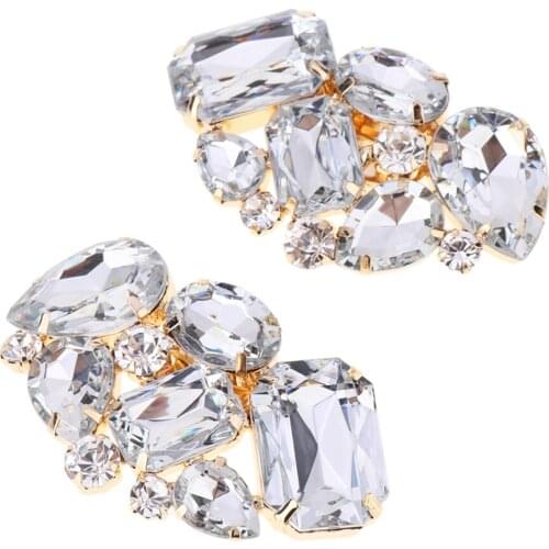2 Pieces Artificial Rhinestone Crystal Wedding Shoe Clips Buckles