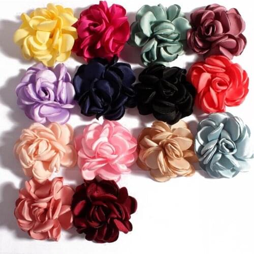 200pcs/lot 6CM 14Colors Vintage Boutique Flatback Artificial Soft Grilled Fabric Flowers For Children Headbands Hair Accessories