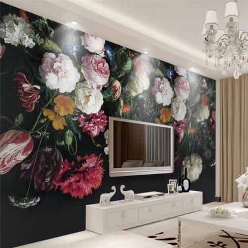 Beibehang Custom 3d Wallpaper European Retro Vintage Hand Drawn Floral Fresco Sofa Living Room TV Background Home Decor