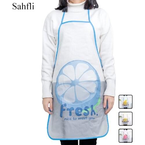 4 Pcs Lovely Cartoon Fruit Pattern Antigreasy Waterproof PVC Adult Sleeveless Apron Fashion Simple Korean Version Blouse