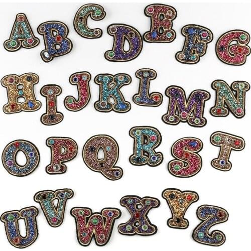 26 Letters Rhinestones Alphabet ABC Sew Iron On 3D Patches Shining Crystal Badges For Name DIY Dress Jeans Appliques Decoration