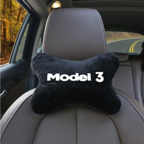 1 Pcs Car Styling for TESLA MODEL 3 Seat Neck Pillow Protection coral fleece Auto Headrest Support Rest Car Comfortable Headrest