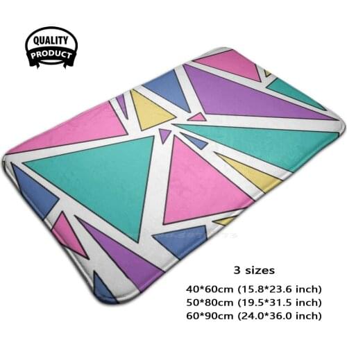 White 80’S E Pattern Door Mat Foot Pad Home Rug Pattern 80 Colorful Bold Fun