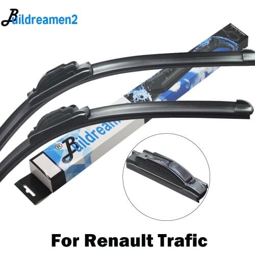 Buildreamen2 2 X Car Wiper Blade Front Windscreen Rubber Wiper Accessories For Renault Trafic Fit Hook / Push Button 2001-2017