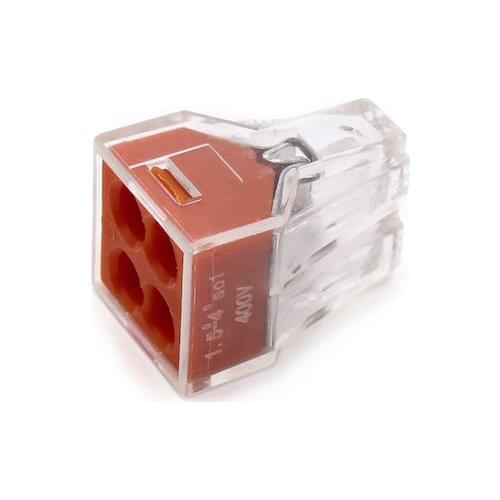 50PCS 773-104 PCT-104 Quick Wire Connector 4 pin Cable Terminal Block Connector 400V 18-12AWG Push in wire orange