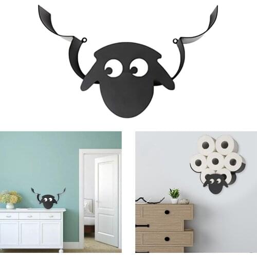 Toilet Roll Holder Sheep Wall Mount Black Metal Toilet Paper Wc Tissue Storage G32A