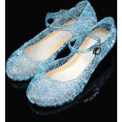 Kids Girls Crystal Jelly Sandals Princess Frozen Elsa Cosplay Party Dance Costume Shoes Halloween Christmas Birthday Gift