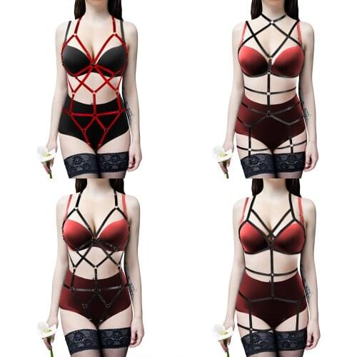 Exotic Bondage Sword Belt Halter Body harness Underwear Necklace Bdsm Role Play Costumes Leg Harness Garter Stockings Sex Outfit