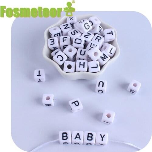 Fosmeteor 100pcs/Lot 10mm Acrylic Spacer Beads Letter Beads Square Alphabet Beads For Jewelry Making DIY Handmade Accessories