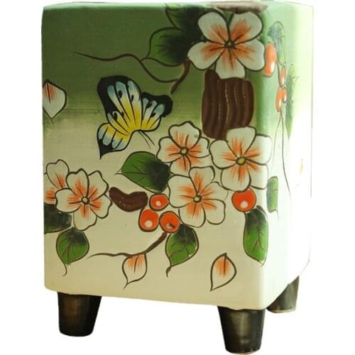 Succulent Flower Pot Ceramic Hand-painted Coarse Table Decorative Flower Pots Restaurant Coffee Shop Home Garden Decor