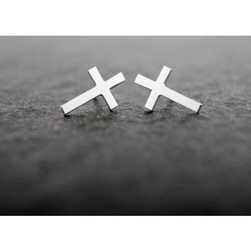 Jisensp Geometric Cross Earrings for Men Retro Statement Small Stud Earrings Women Fashion Jewelry Ear Studs Accessories