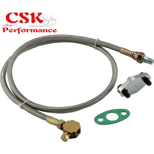 T3 / T4 Turbo Oil Feed Line Kit Universal Braided Adapter T04e T60 T70 GT Kit