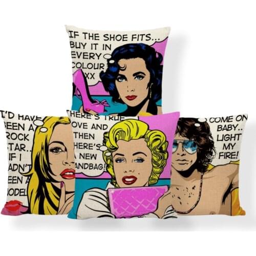 Marilyn Monroe Elizabeth Taylor Cushion Character James Marshall Pillow Cave House Gift Word Throw Cushion Covers 45X45Cm Burlap