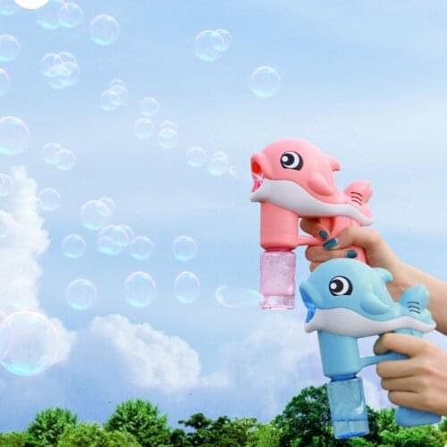 Cute Cartoon Dolphin Shape Blowing Bubble Machine With Sound Light Kids Toy Kids Educational Toys For Children Gifts