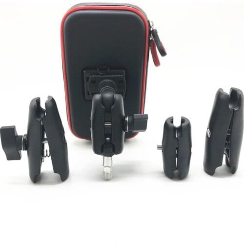 Mobile Phone Water Resistance Case plastic Shell Double Socket Arm With 1 inch Ball Mount M10 Screw for Motorcycle Scooter
