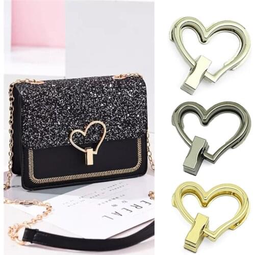 Fashion Heart Shape Bag Lock Clasp Metal Turn Lock Buckles For Diy Handbag Shoulder Bag Purse Handbag Hardware Bag Accessories