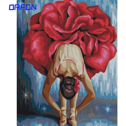 Orfon Frame Magical Flower Diy Painting By Numbers Wall Art Abstract Oil Painting Hand Painted Canvas Picture For Home Decor