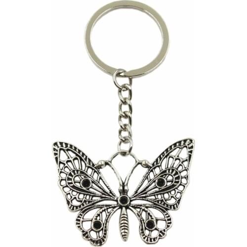 New Hot Men Key Ring Metal Key Chain Keychain Gift Jewelry Silver Color Hollow Butterfly Pendant Great Promotion