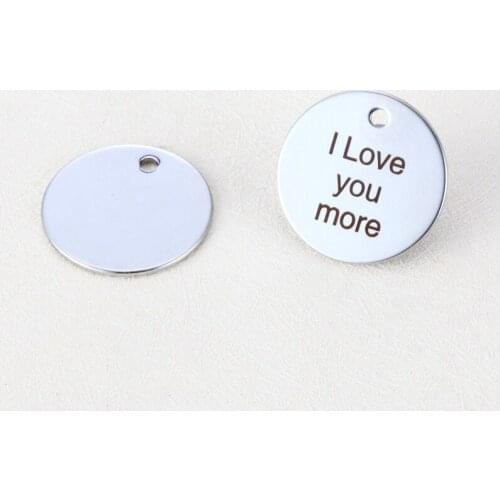 20pcs/lot 22mm New Arrival Stainless Steel Message Charms " I Love You More " For DIY jewelry making