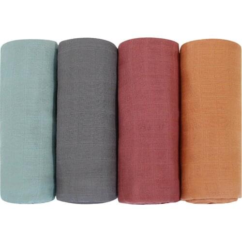 NEW 120x120cm Bamboo Blanket Swaddle Blankets Baby Muslin Swaddle Solid Plain Color Cotton Baby Blanket Newborn Infant Warm Gift